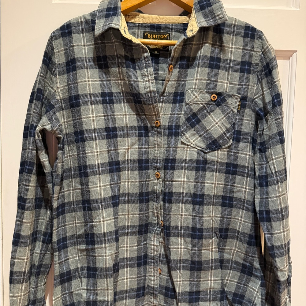 Burton Navy and Gray Plaid Casual Shirt